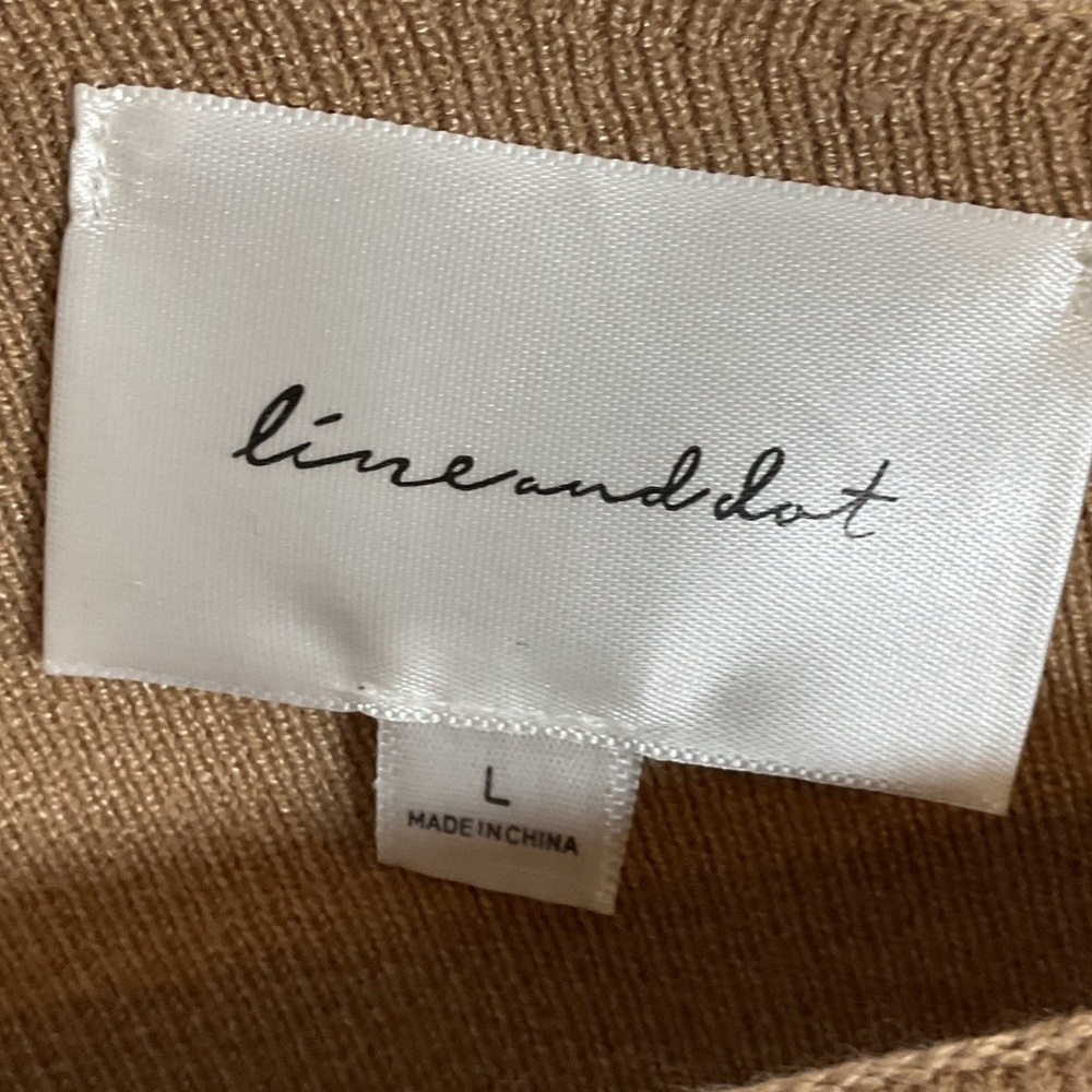 Line and Dot Favorite Off Shoulder Sweater Taupe Large Asymmetrical Tan - Picture 11 of 16